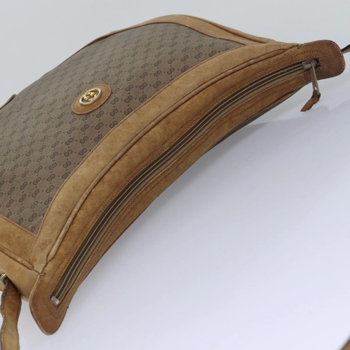 Gucci Micro Gg Supreme Shoulder Bag Pvc Leather Beige