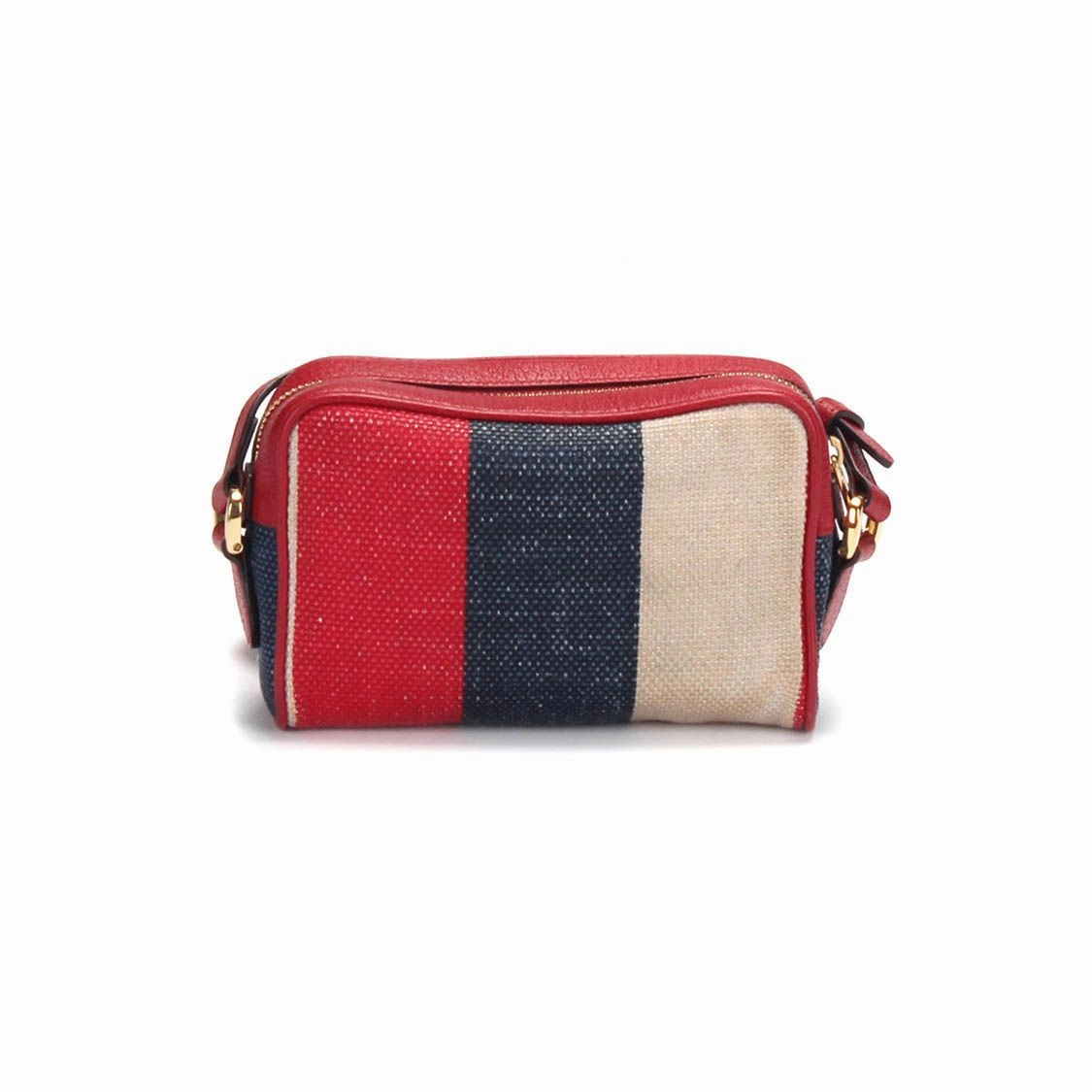 Gucci Mini Sylvie Stripe Ophidia Crossbody Bag in red canvas