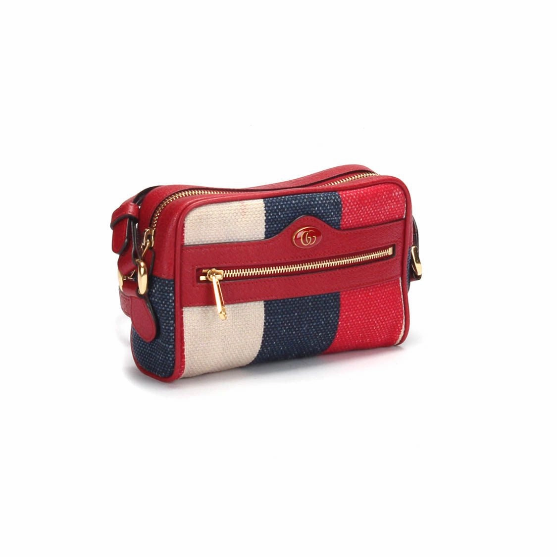 Gucci Mini Sylvie Stripe Ophidia Crossbody Bag in red canvas