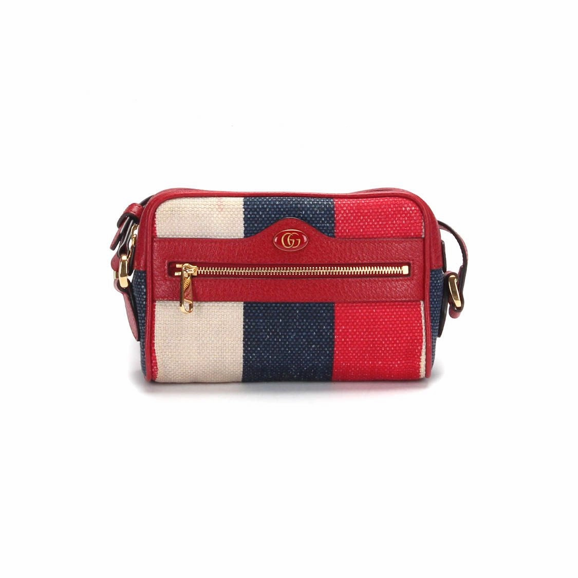 Gucci Mini Sylvie Stripe Ophidia Crossbody Bag in red canvas