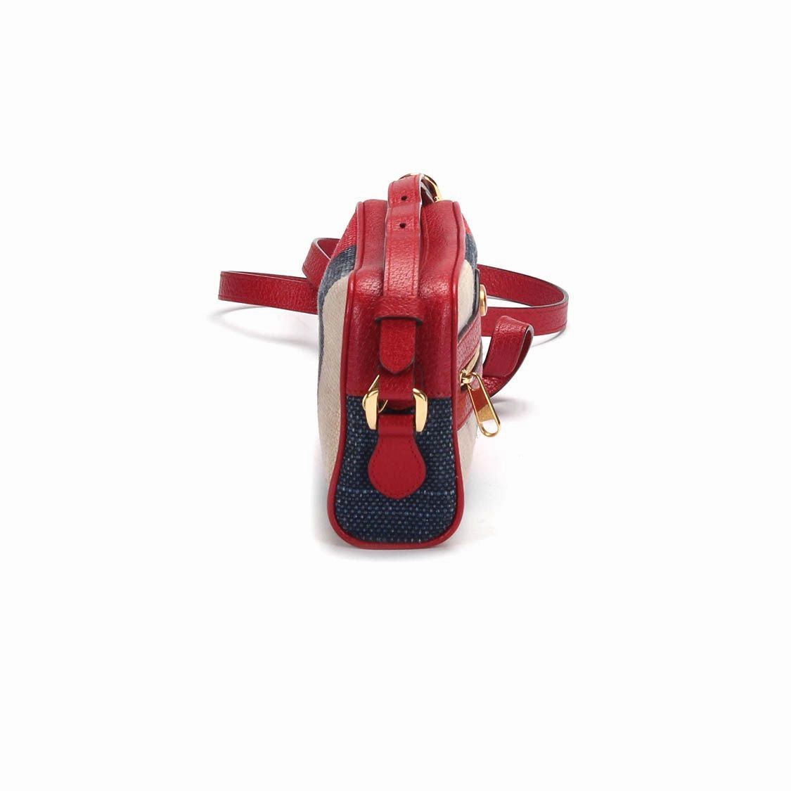 Gucci Mini Sylvie Stripe Ophidia Crossbody Bag in red canvas