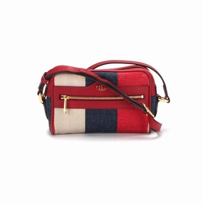 Gucci Mini Sylvie Stripe Ophidia Crossbody Bag in red canvas