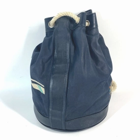Gucci Navy Coated Canvas Leather Shoulder Bag ()