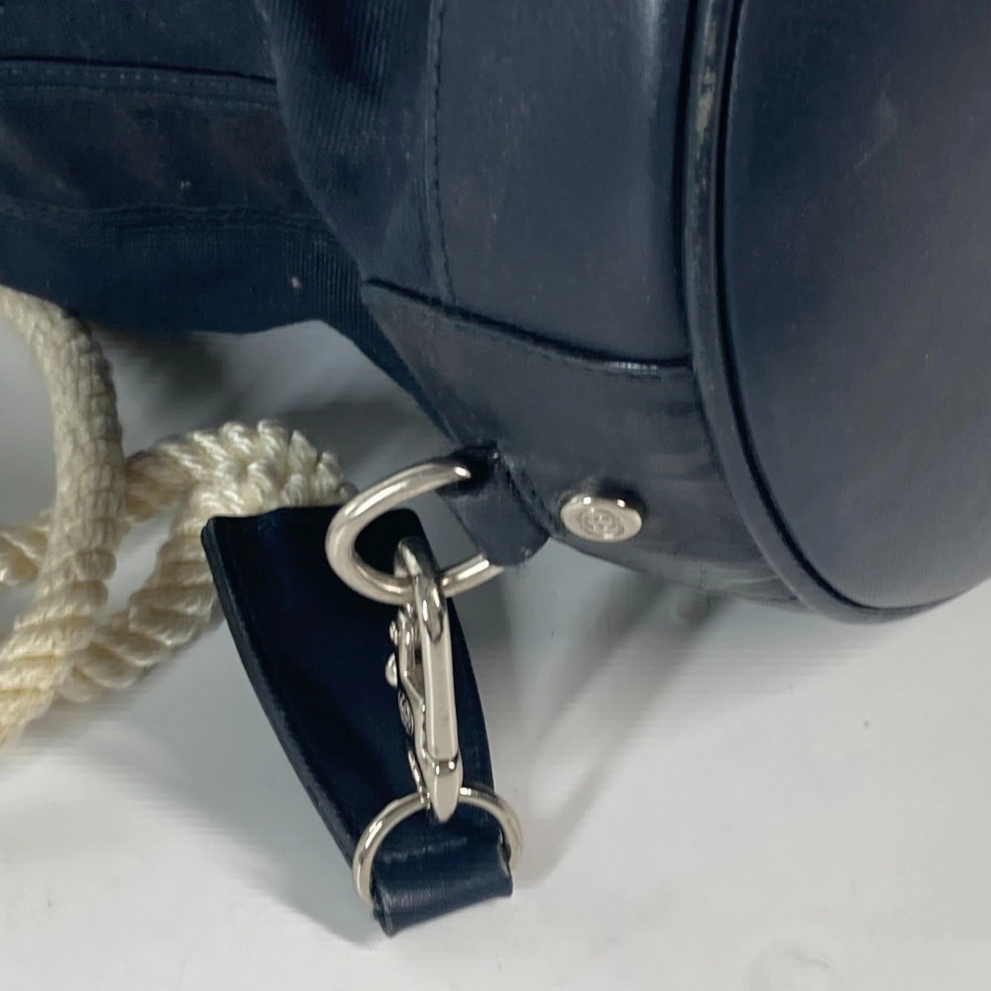Gucci Navy Coated Canvas Leather Shoulder Bag ()
