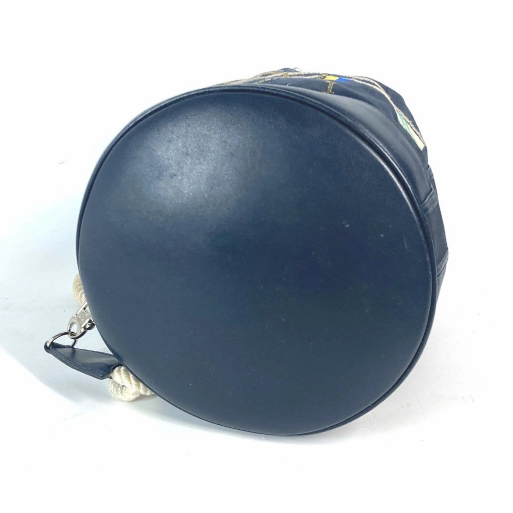 Gucci Navy Coated Canvas Leather Shoulder Bag ()