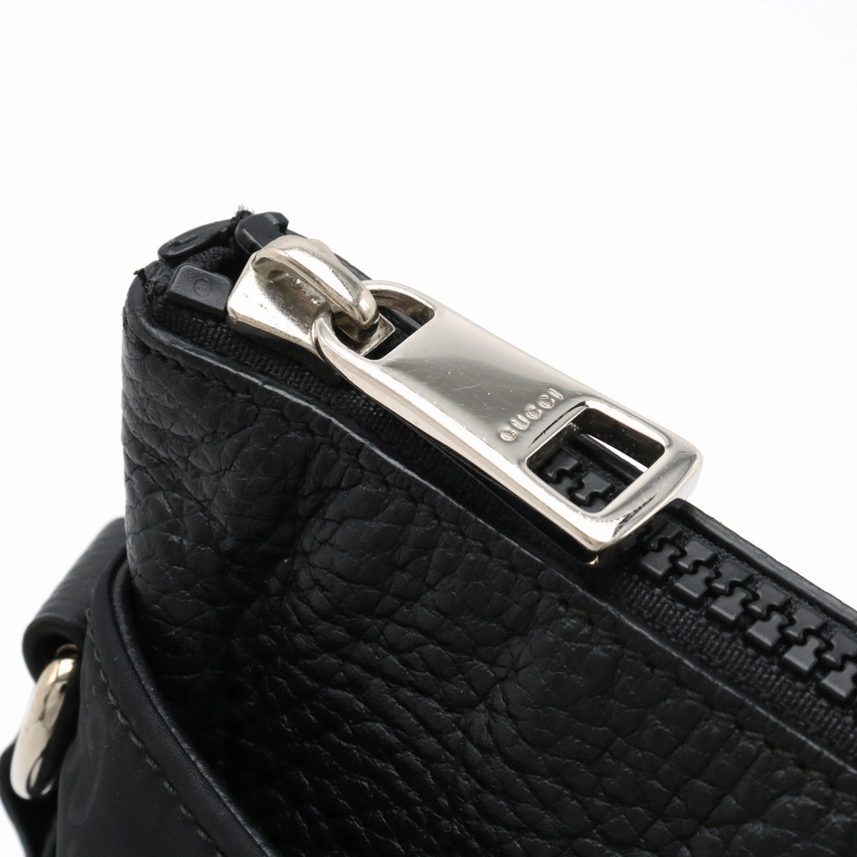Gucci Nylon Leather Shoulder Bag Black