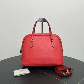Gucci Red Leather Shell Wrap Shoulder Bag