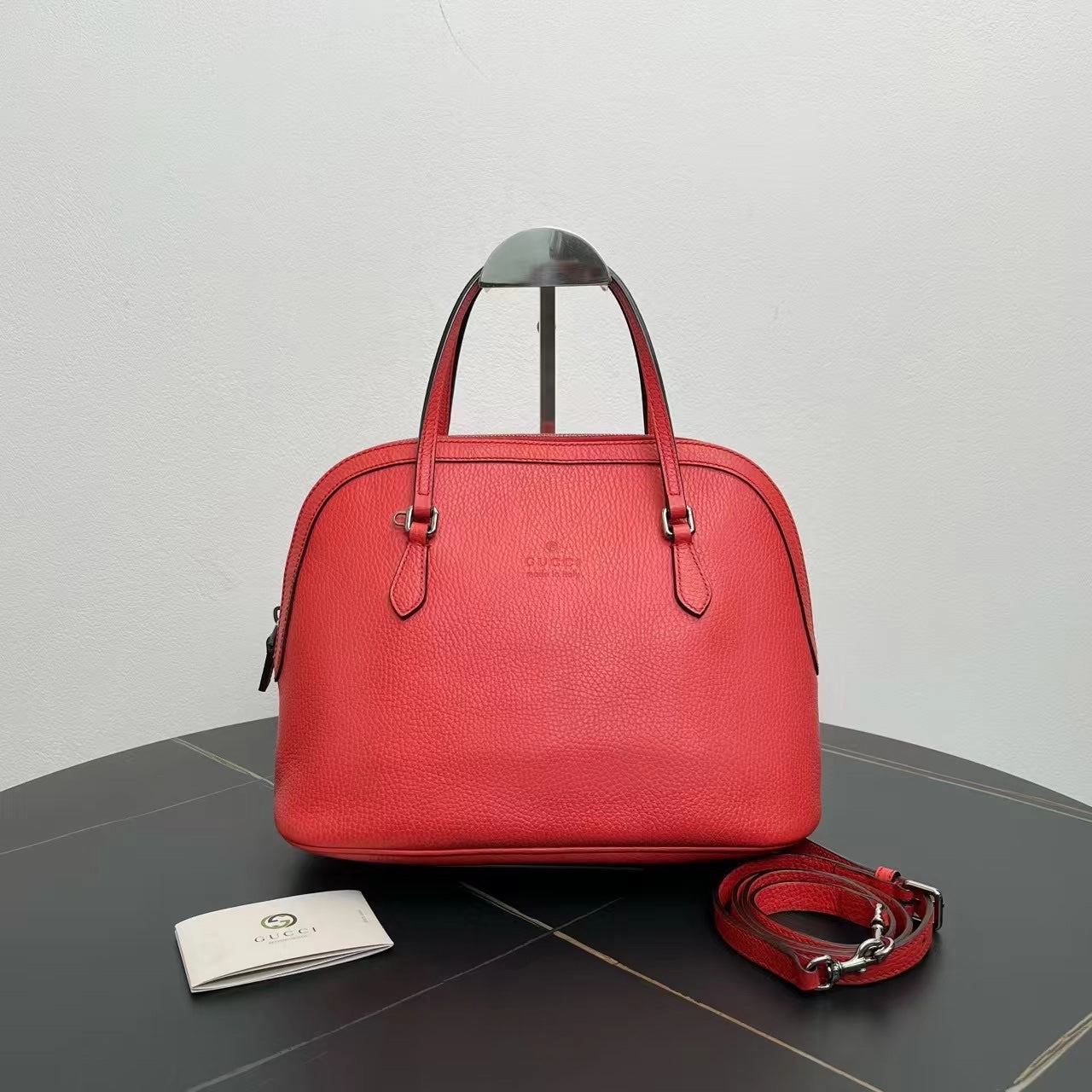 Gucci Red Leather Shell Wrap Shoulder Bag