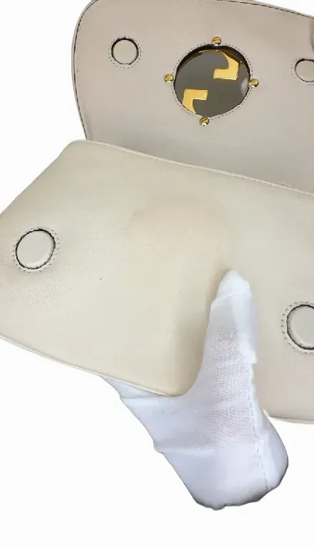GUCCI Roxy Calfskin Web Mini Blondie Shoulder Bag White A-90 A-90