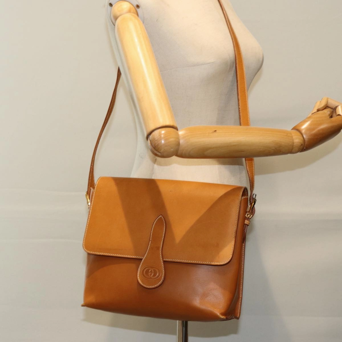 GUCCI Shoulder Bag Leather Brown  75672