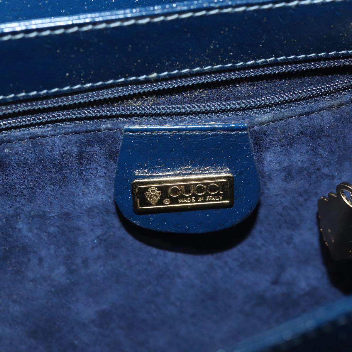GUCCI Shoulder Bag Leather Navy  80069