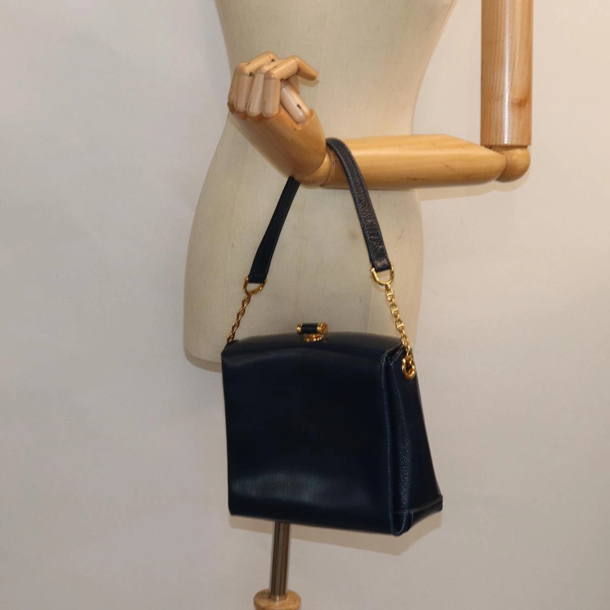 GUCCI Shoulder Bag Leather Navy  80069