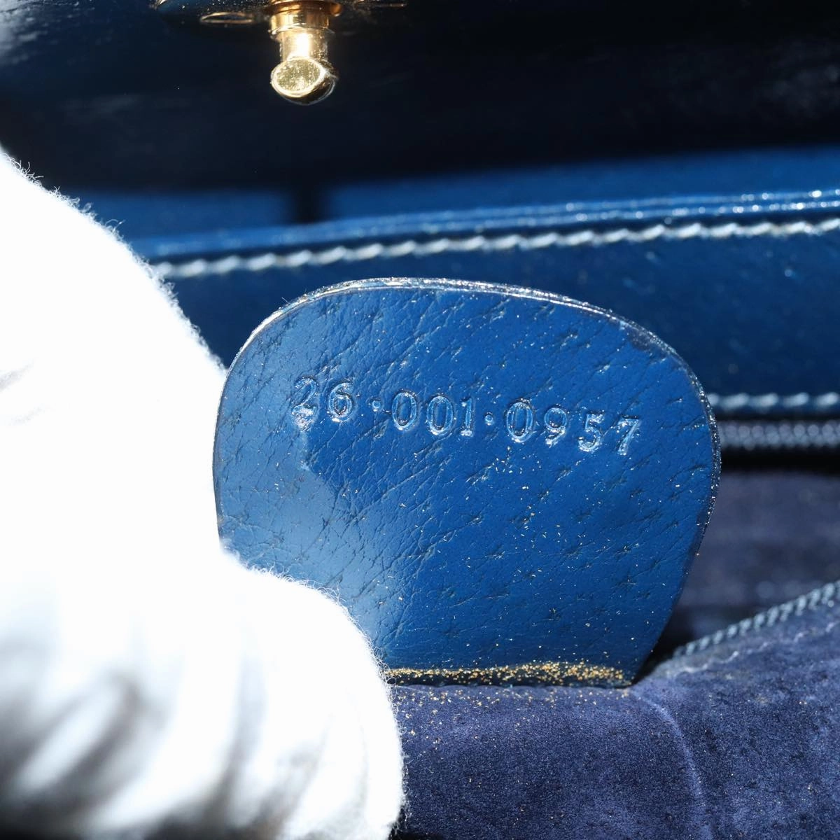 GUCCI Shoulder Bag Leather Navy  80069