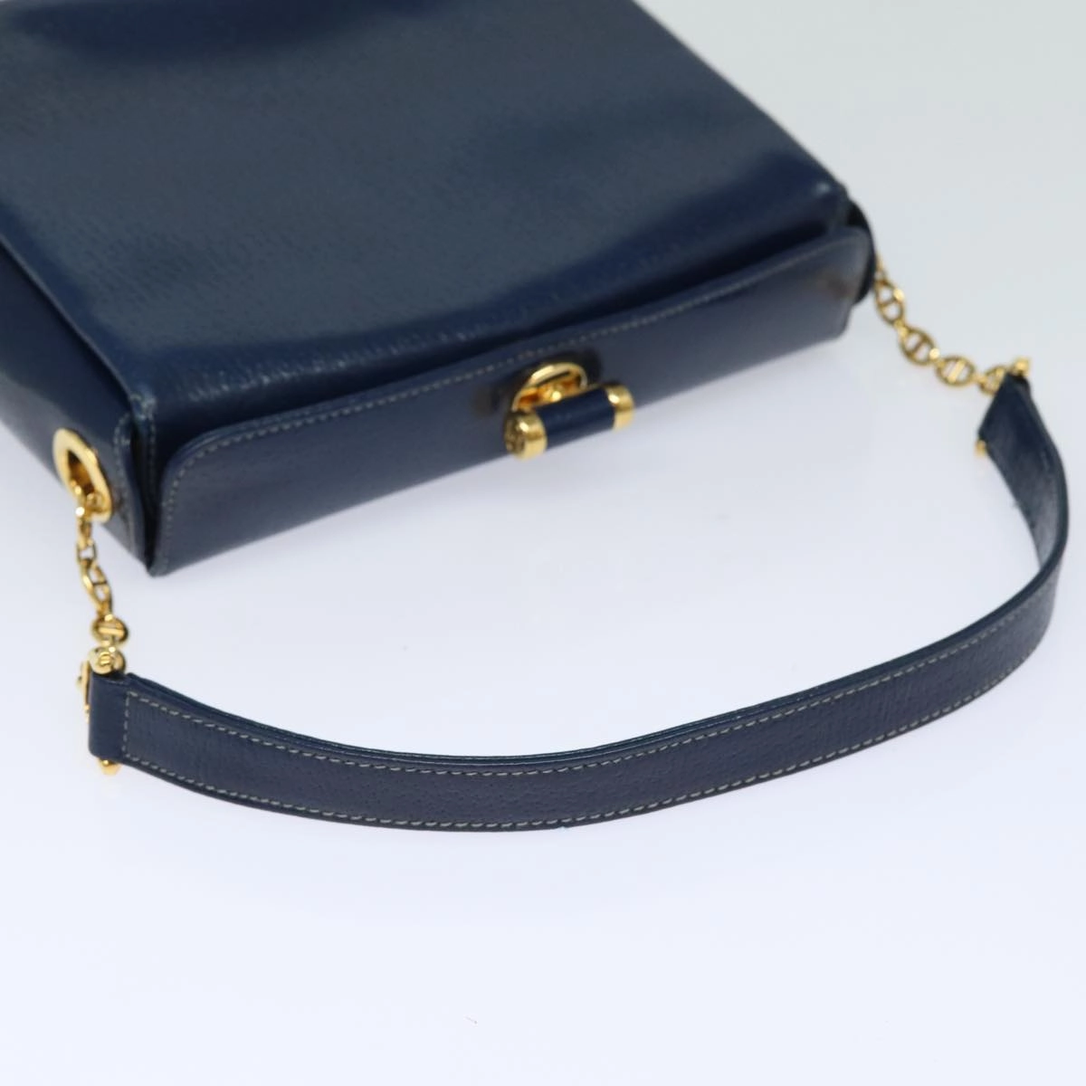 GUCCI Shoulder Bag Leather Navy  80069