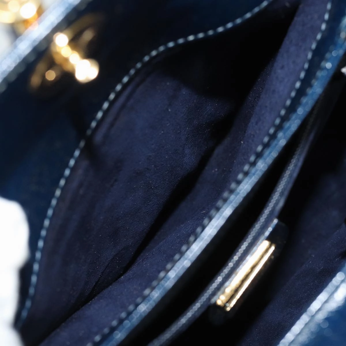 GUCCI Shoulder Bag Leather Navy  80069