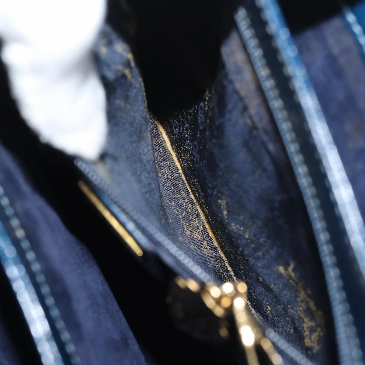 GUCCI Shoulder Bag Leather Navy  80069