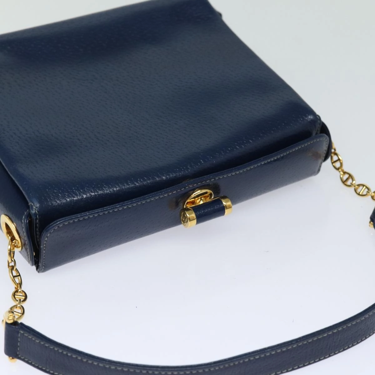 GUCCI Shoulder Bag Leather Navy  80069