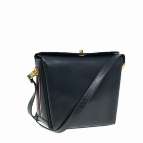 GUCCI Shoulder Bag Leather Navy Gold  ep5155