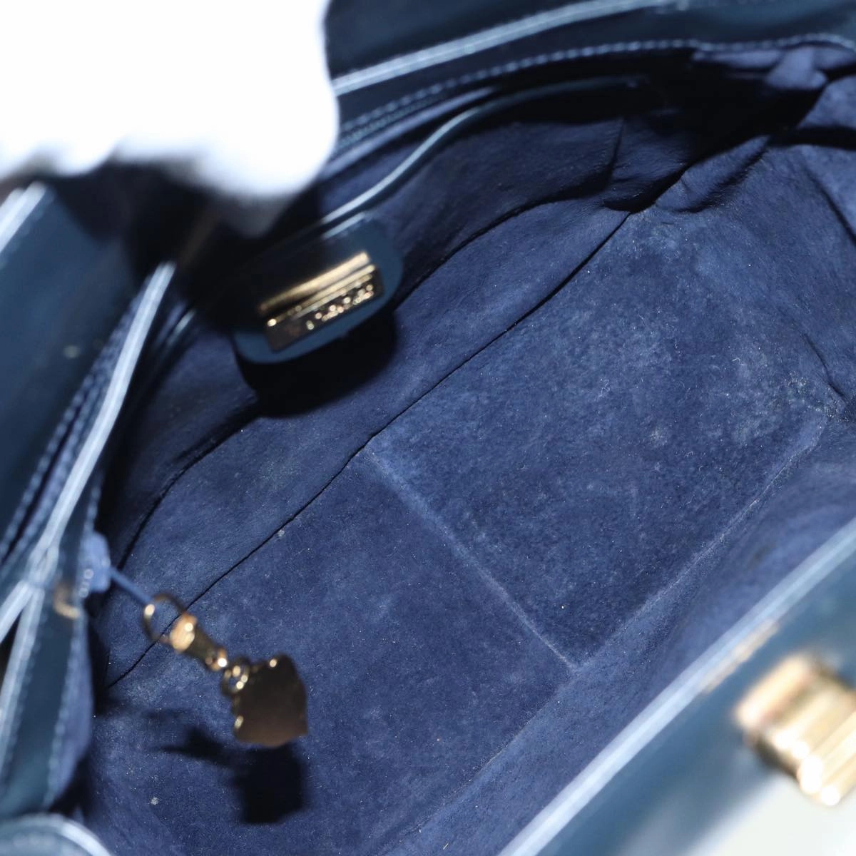GUCCI Shoulder Bag Leather Navy Gold  ep5155