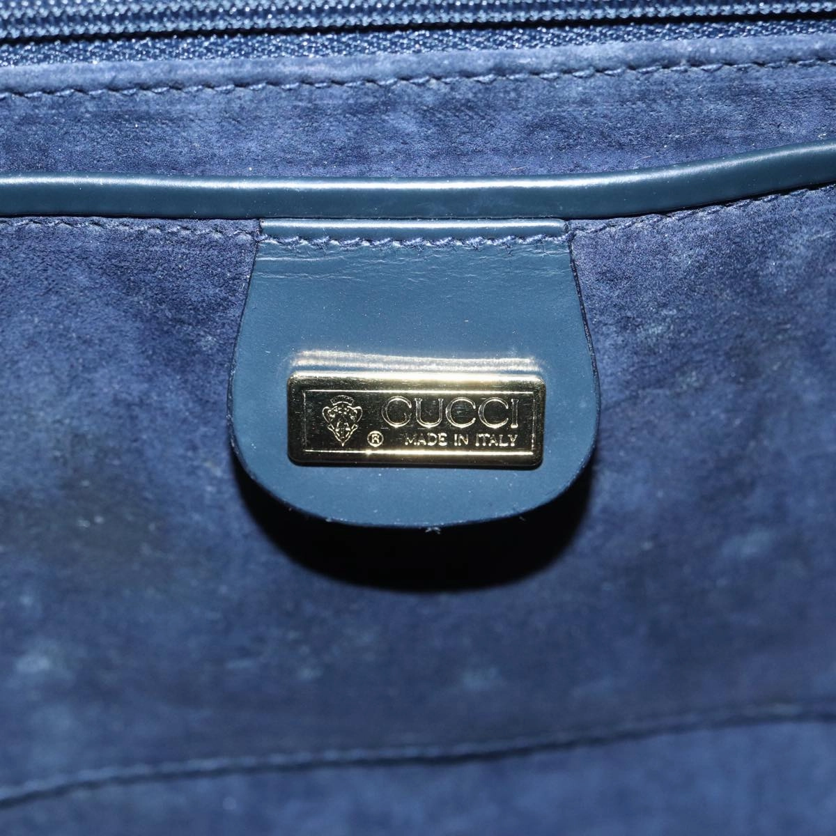 GUCCI Shoulder Bag Leather Navy Gold  ep5155