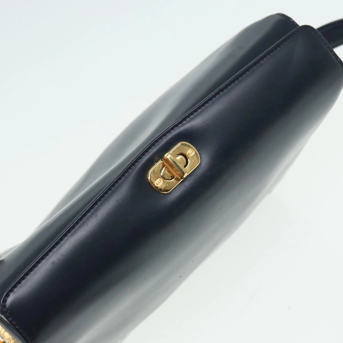 GUCCI Shoulder Bag Leather Navy Gold  ep5155