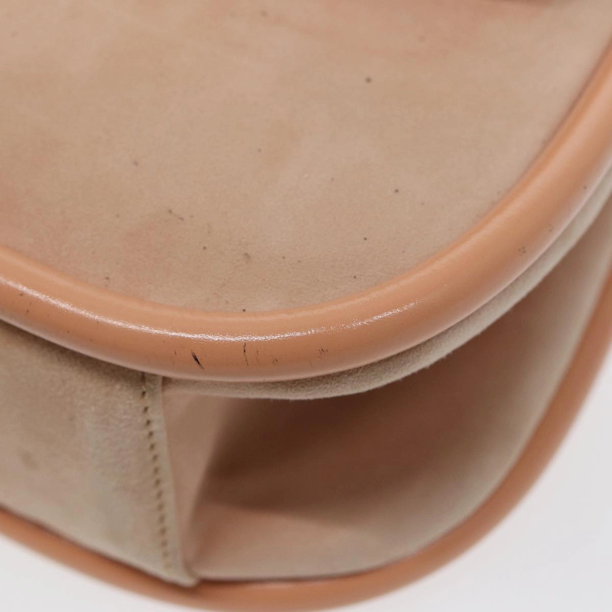 GUCCI Shoulder Bag Suede Beige Gold  86964