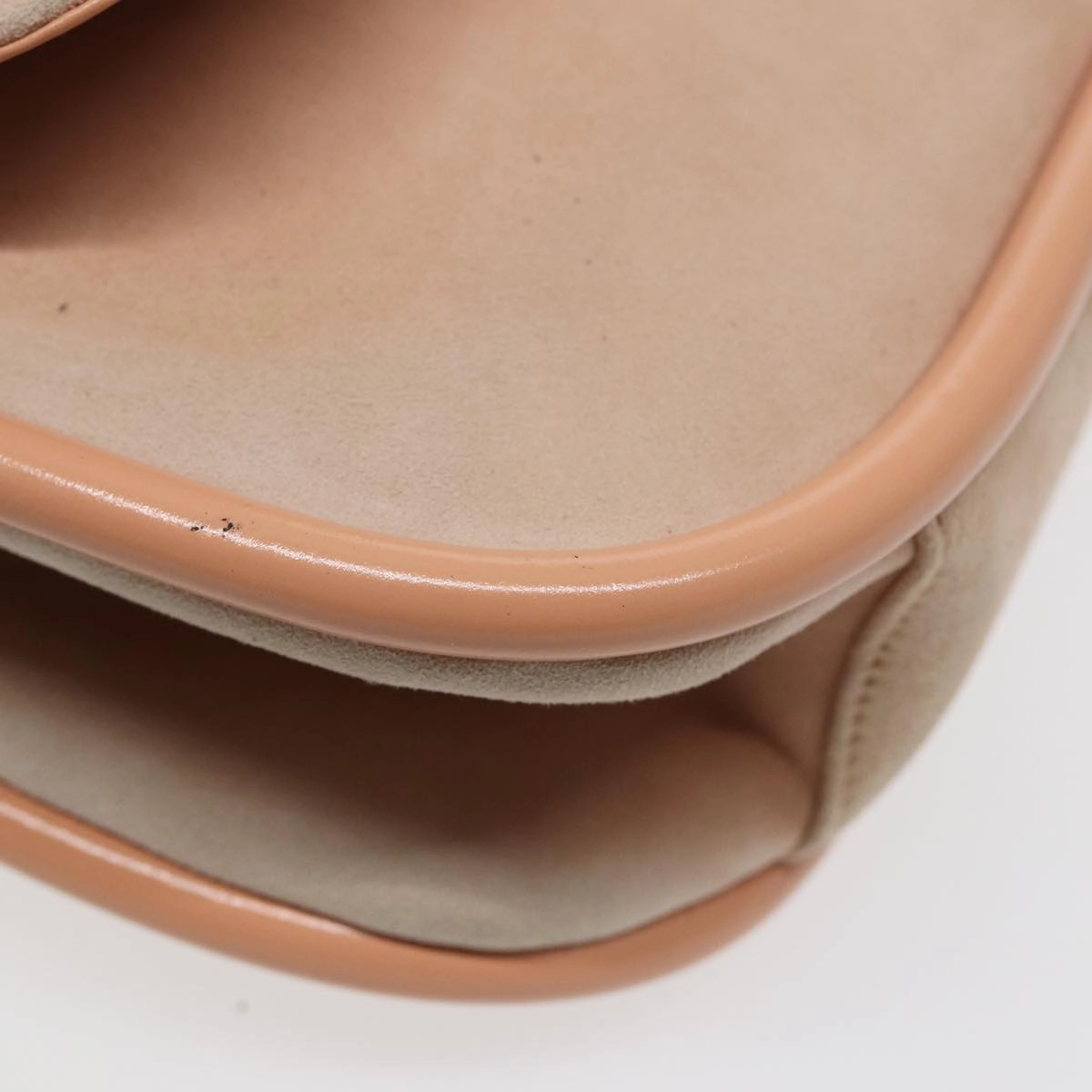 GUCCI Shoulder Bag Suede Beige Gold  86964
