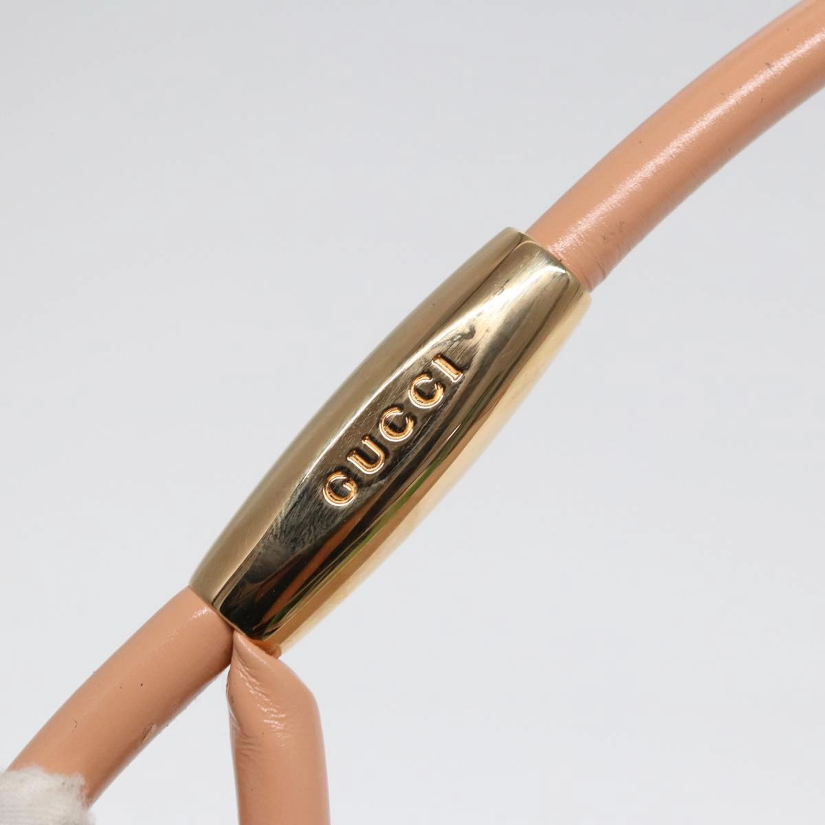 GUCCI Shoulder Bag Suede Beige Gold  86964