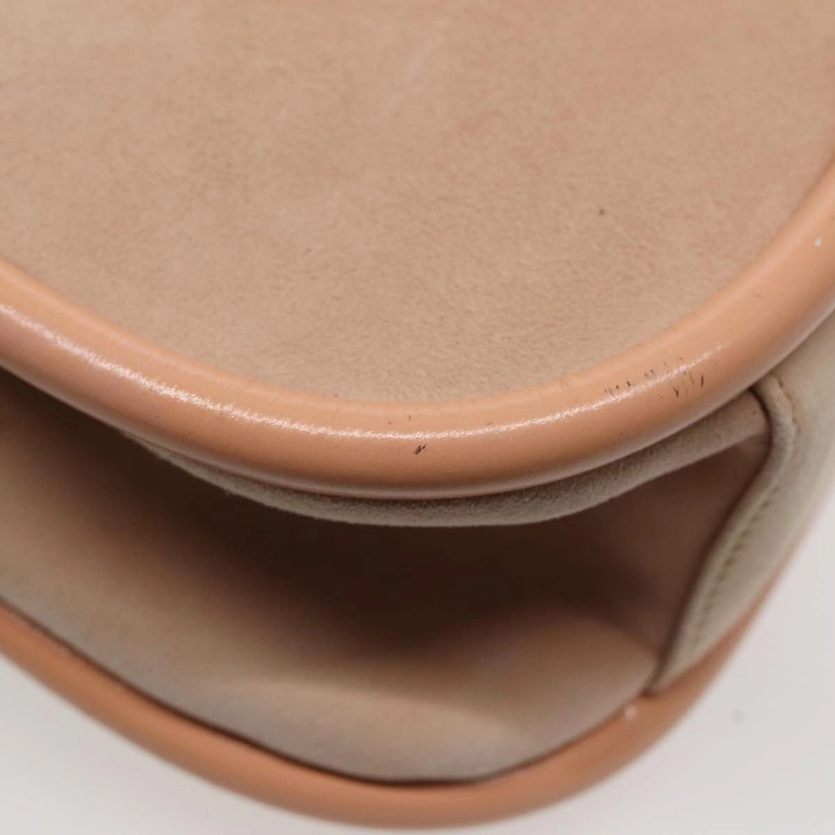 GUCCI Shoulder Bag Suede Beige Gold  86964