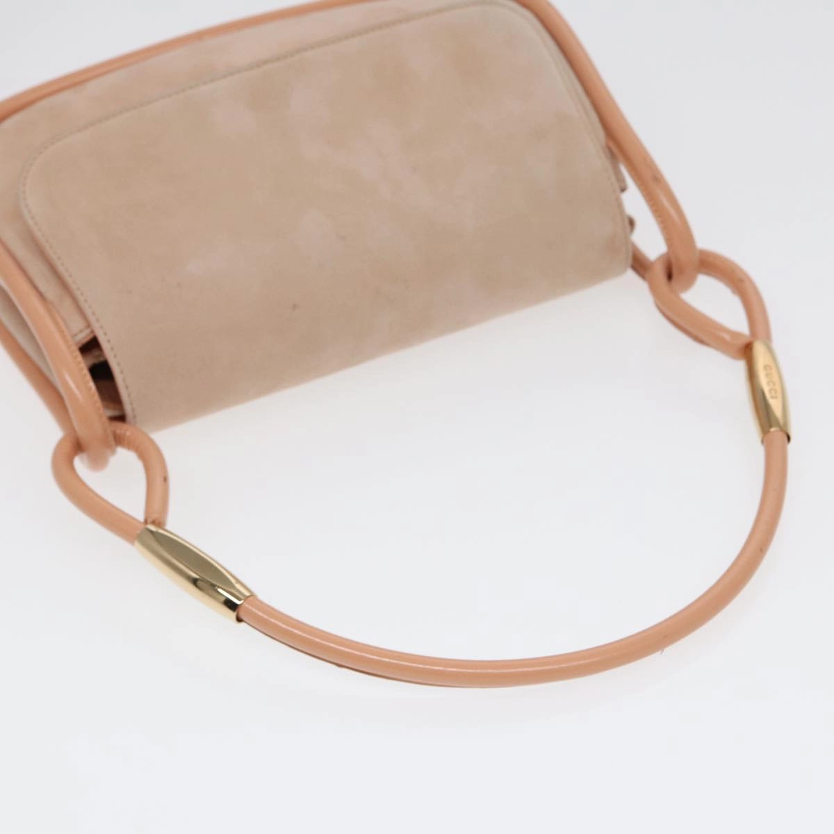 GUCCI Shoulder Bag Suede Beige Gold  86964