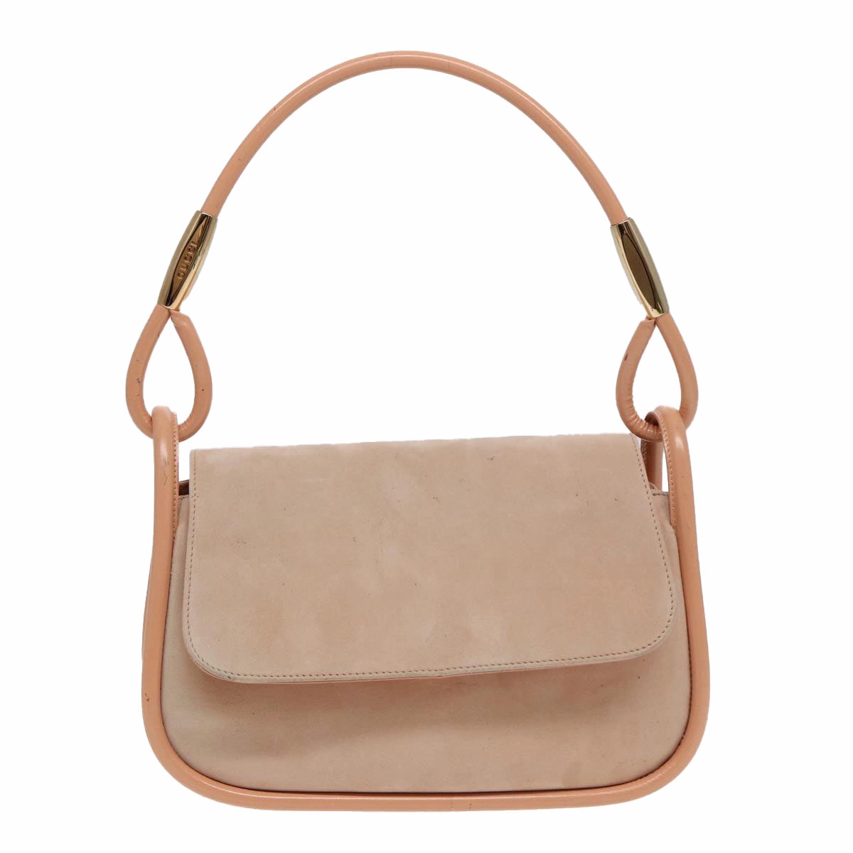 GUCCI Shoulder Bag Suede Beige Gold  86964