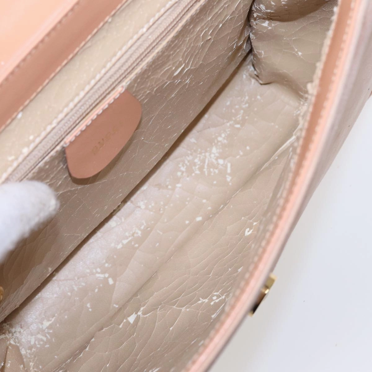 GUCCI Shoulder Bag Suede Beige Gold  86964