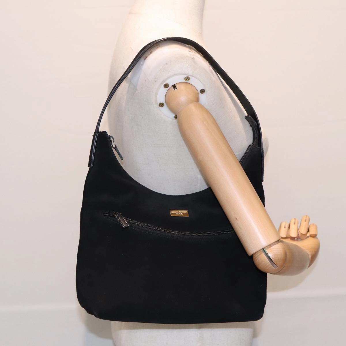 GUCCI Shoulder Bag Suede Black 001 3386  13807