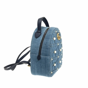 Gucci Small GG Marmont Pearl Denim Backpack (SHG-ANLR7W)