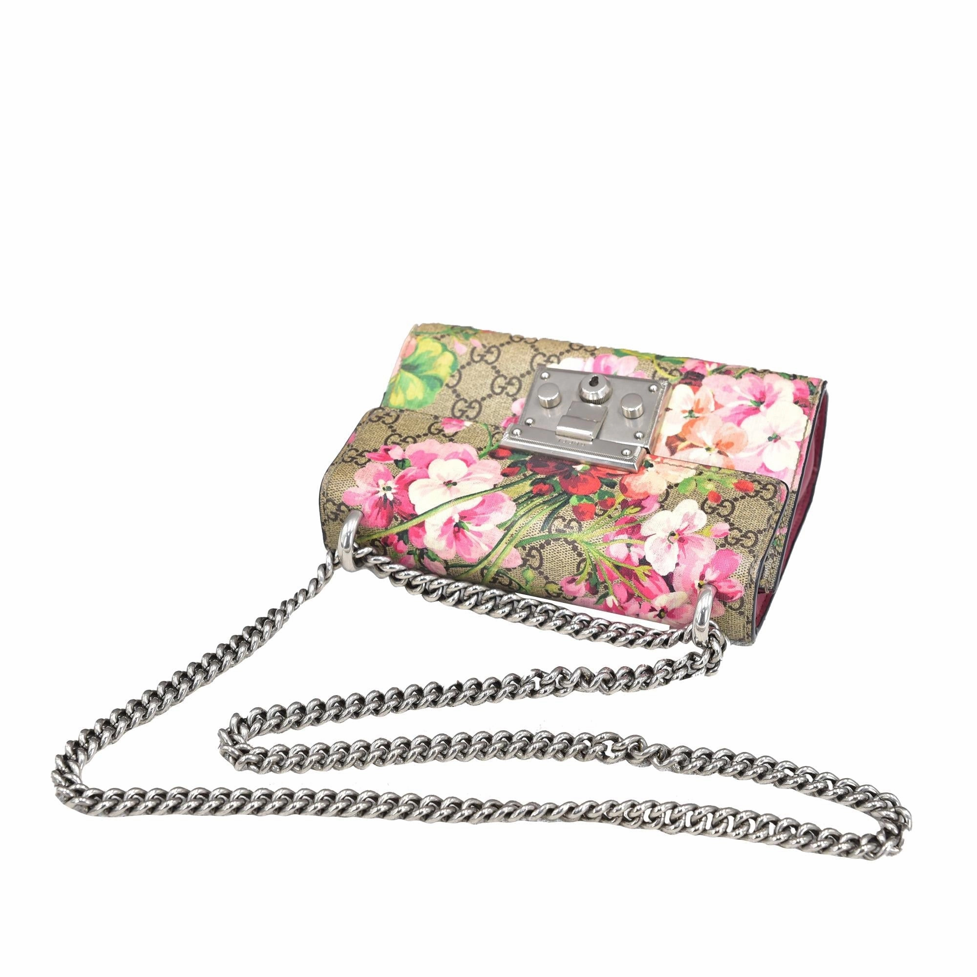 Gucci Small GG Supreme Blooms Padlock Crossbody (SHG-uGapP0)