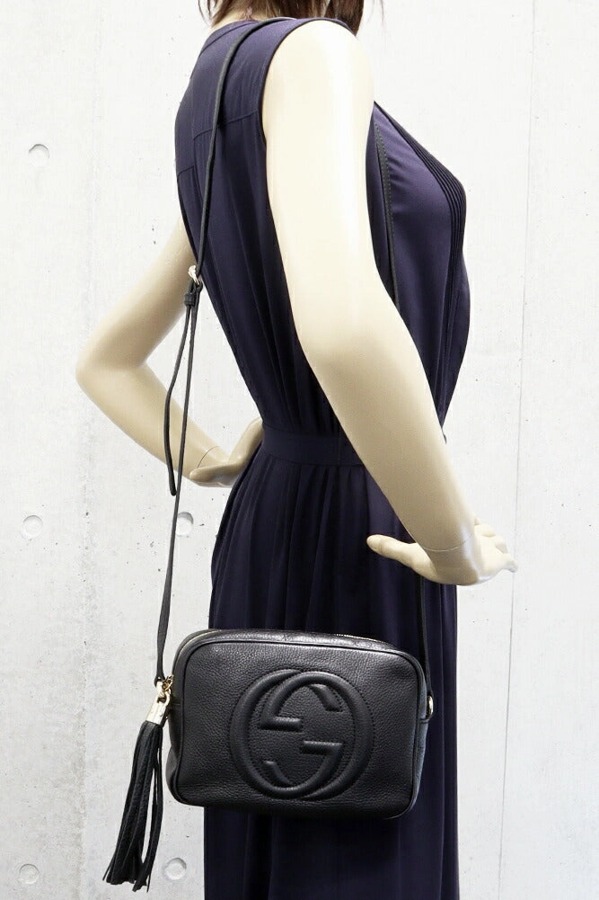 Gucci Soho Disco Calf Shoulder Bag Black