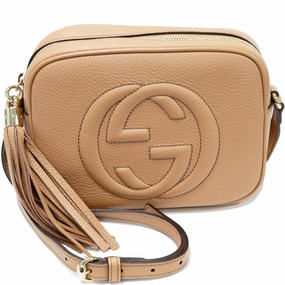 Gucci Soho Small Disco Calf Leather Shoulder Bag Beige 308364
