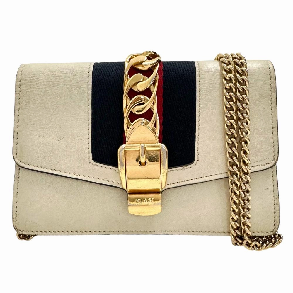 Gucci Sylvie Mini Chain Shoulder Bag White