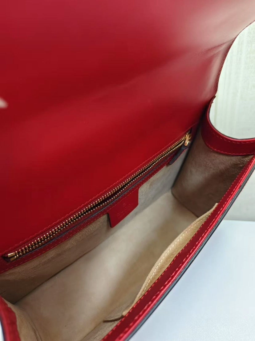 Gucci Sylvie Red Leather Chain Strap Shoulder Bag Medium