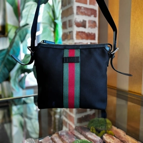 GUCCI Techno Web Stripe Crossbody Bag