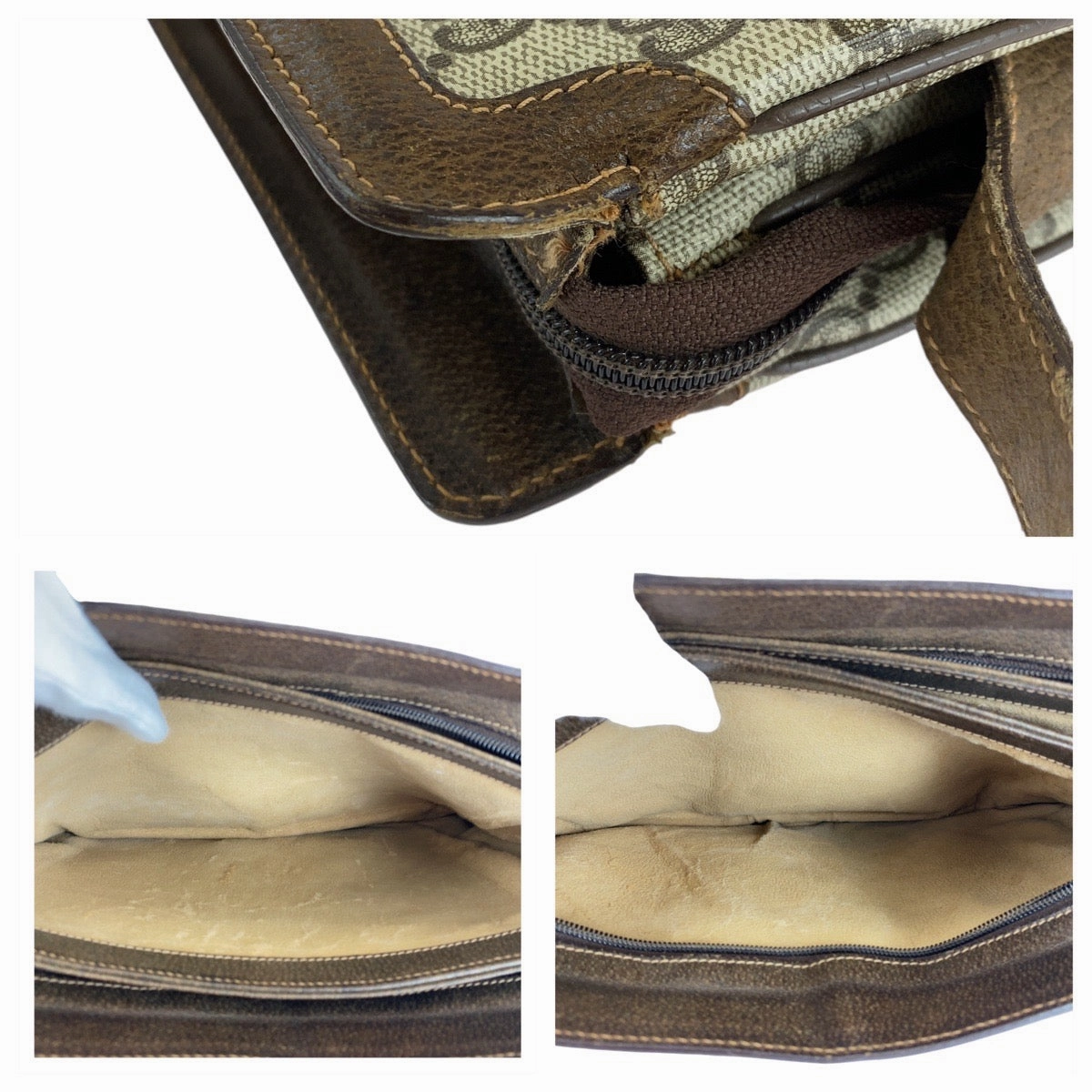 Gucci Vintage GG Supreme Canvas Leather Shoulder Bag