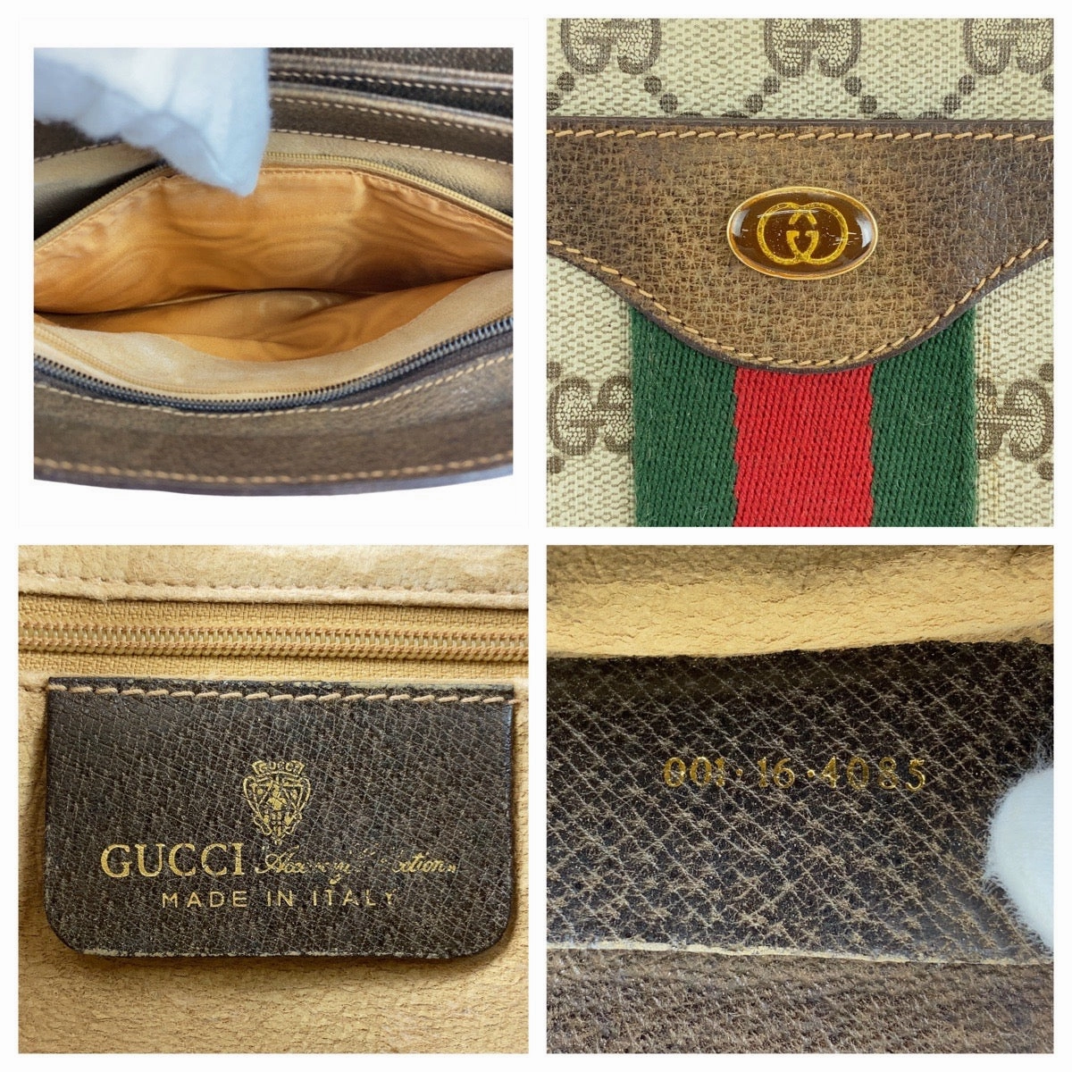 Gucci Vintage GG Supreme Canvas Leather Shoulder Bag