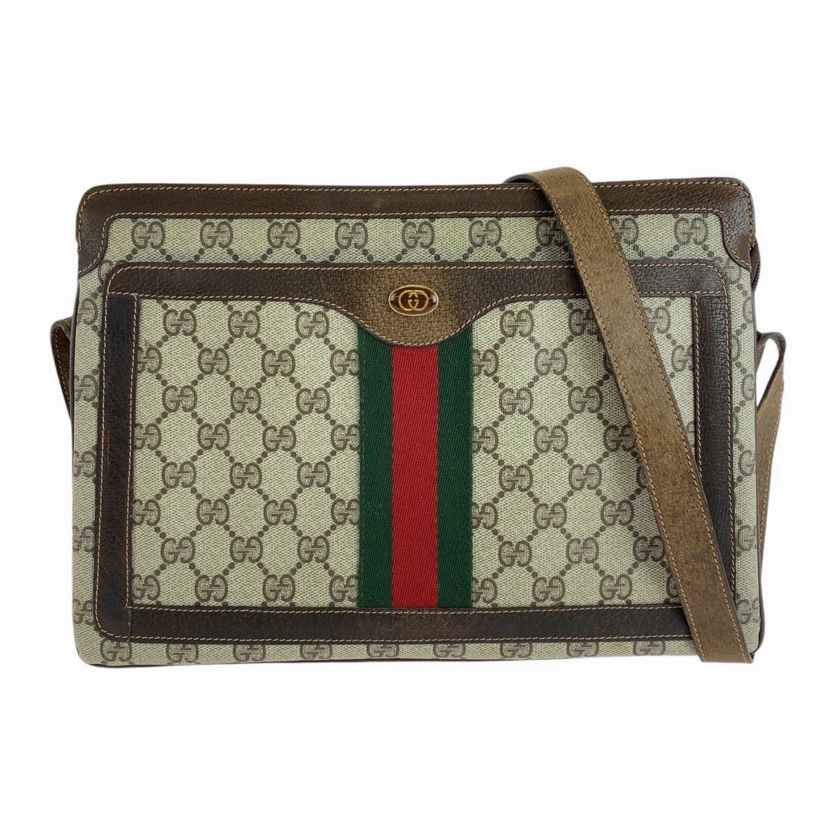 Gucci Vintage GG Supreme Canvas Leather Shoulder Bag