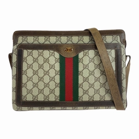 Gucci Vintage GG Supreme Canvas Leather Shoulder Bag