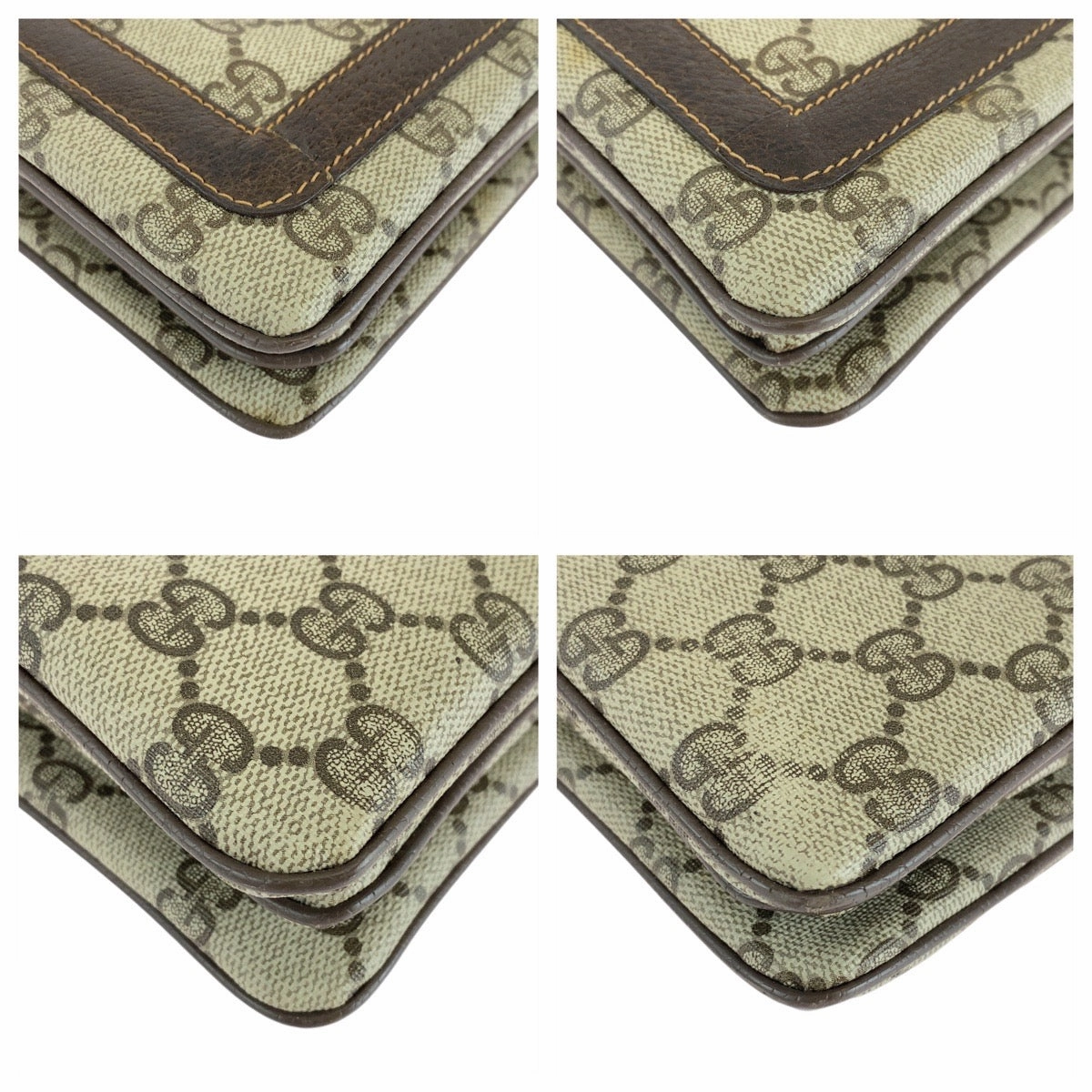 Gucci Vintage GG Supreme Canvas Leather Shoulder Bag