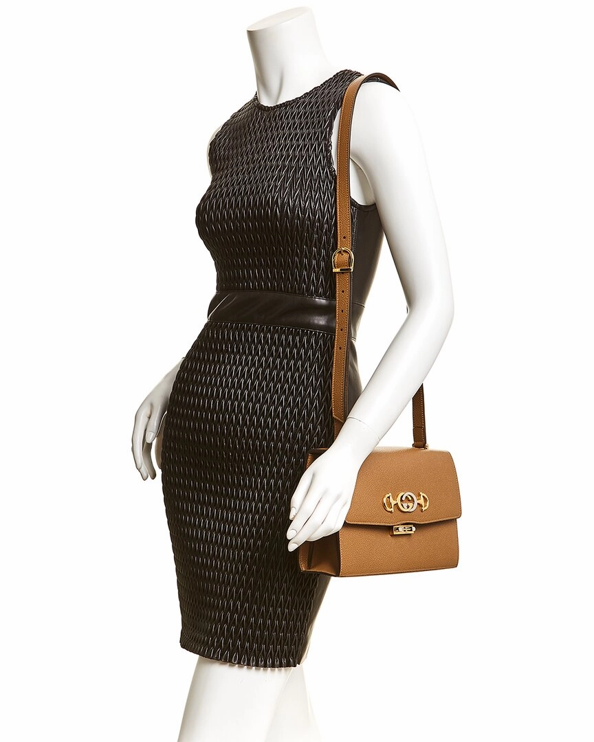 Gucci Zumi Small Leather Shoulder Bag, Brown