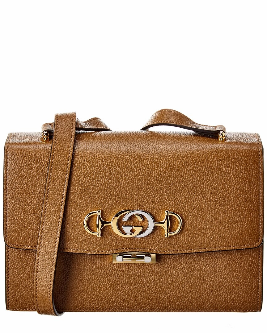 Gucci Zumi Small Leather Shoulder Bag, Brown