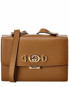 Gucci Zumi Small Leather Shoulder Bag, Brown