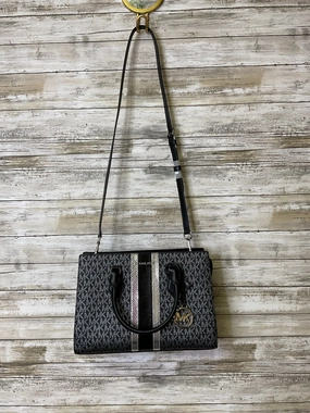 Handbag Designer By Michael Kors In Black & Silver, Size:Medium