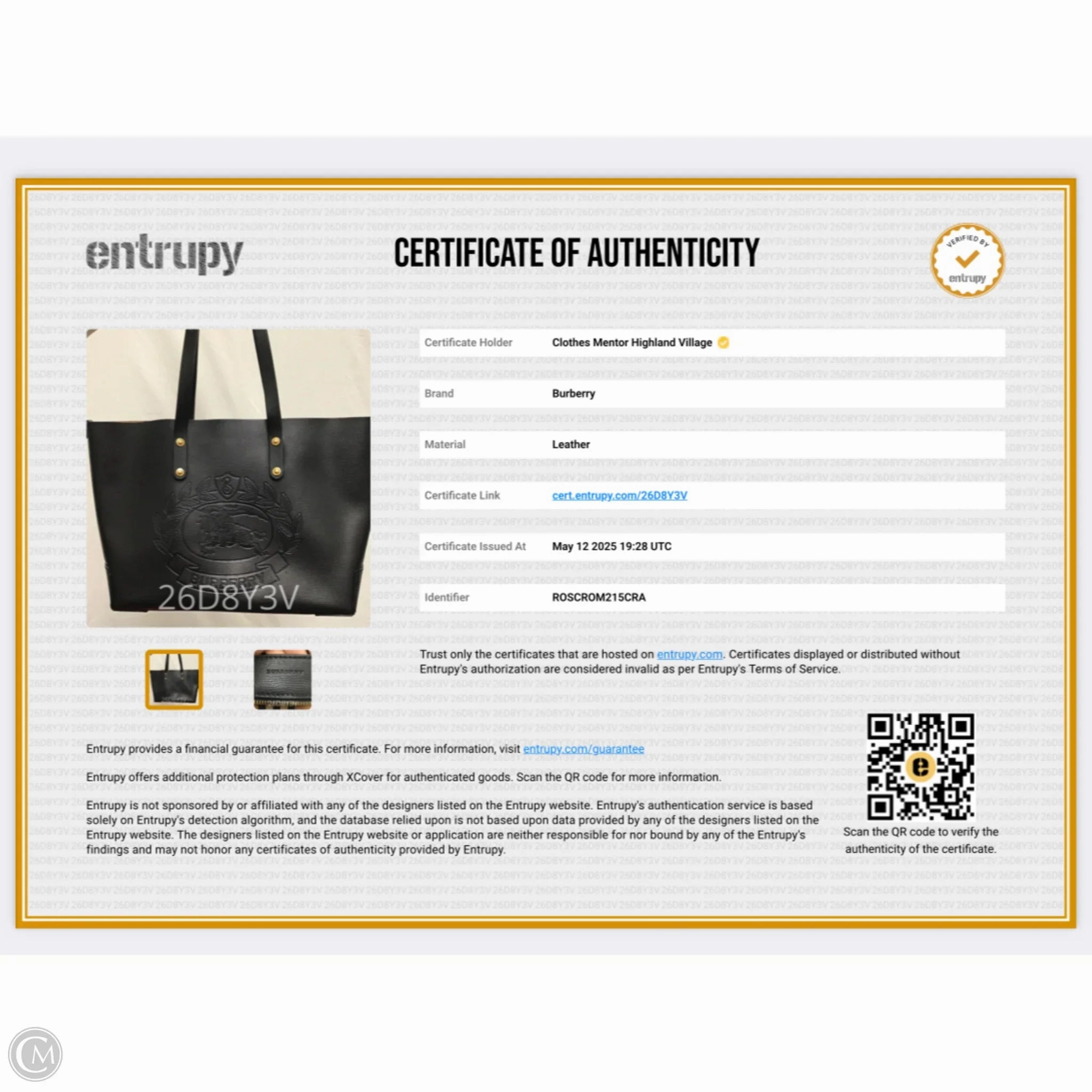 Handbag Luxury Designer By Burberry, Size: Large